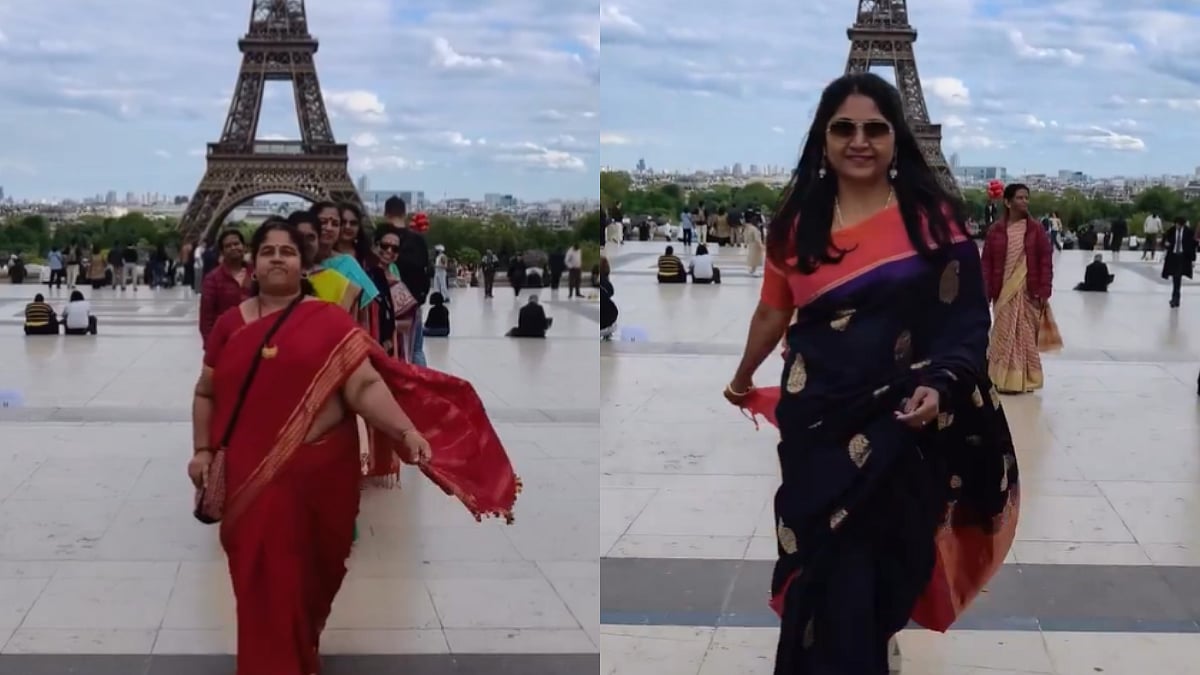 'Desi Aunties' Go Viral For Doing Ramp Walk In Sarees At Eiffel Tower In Paris | WATCH