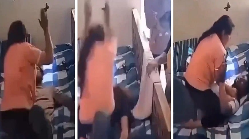 VIRAL VIDEO Shows Woman Beating, Strangling Husband In MP's Satna; Man Complains About Police Inaction