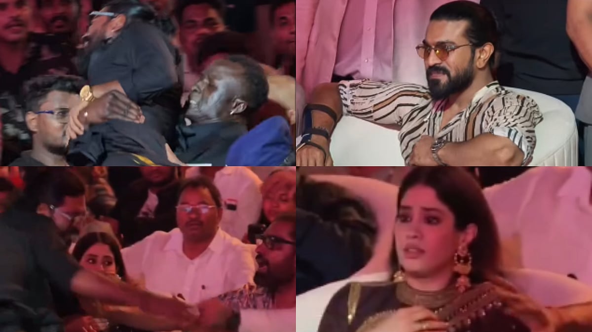VIDEO: Ram Charan's Fan Breaches Security & Gets Too Close To Him At Peddi Event, Janhvi Kapoor Left Startled