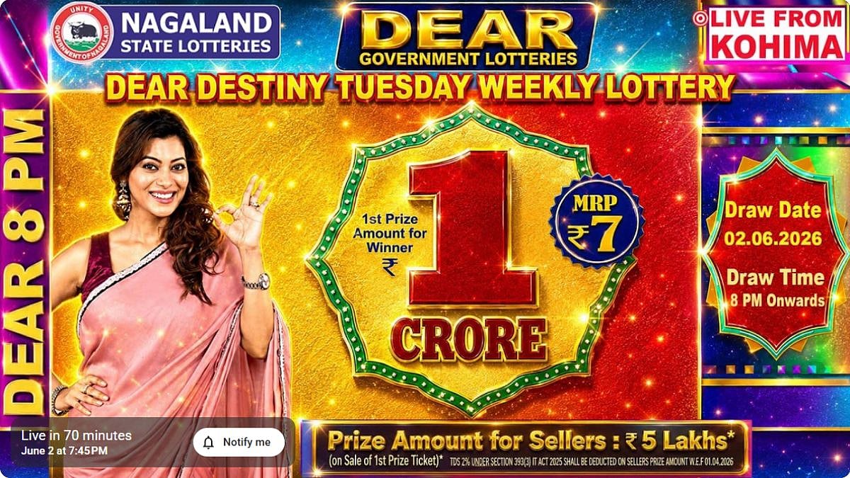 Nagaland State Lottery Result: June 2, 2026, 8 PM Live - Watch Streaming Of Winners List Of Dear Destiny Sambad Night Tuesday Weekly Draw