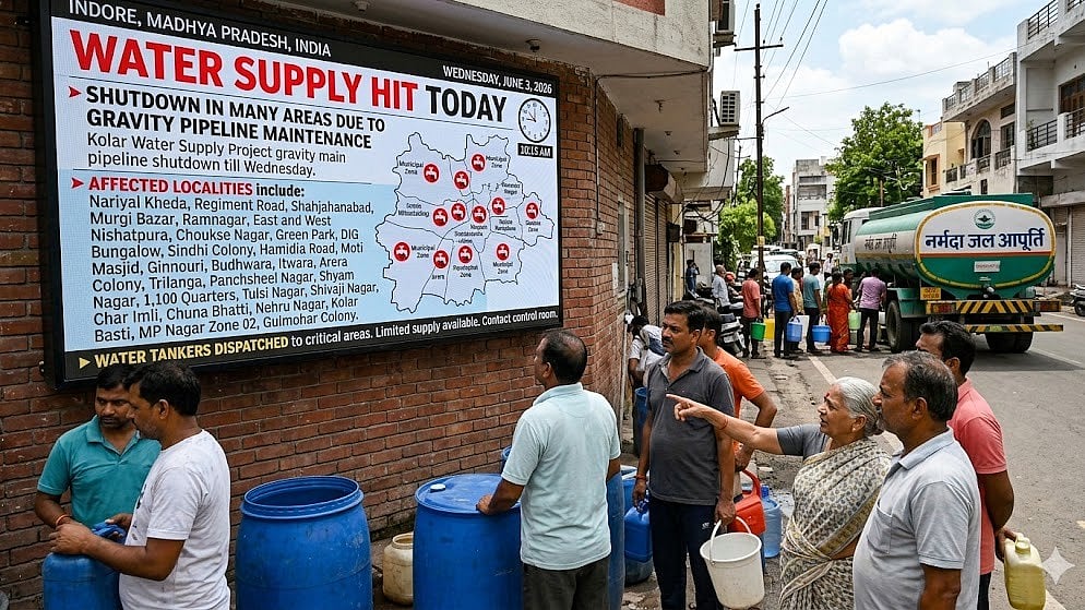 Water Supply To Remain Hit In Many Areas Today In Indore 