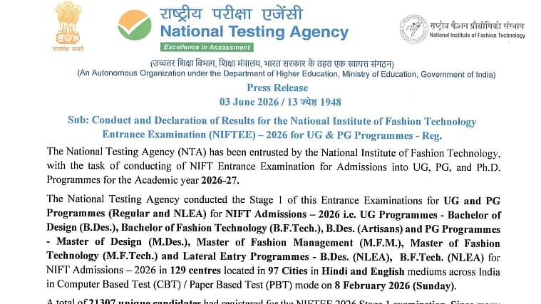 NTA Releases NIFTEE 2026 Results For UG & PG Programmes At exams.nta.nic.in/niftee; Check Direct Link Here