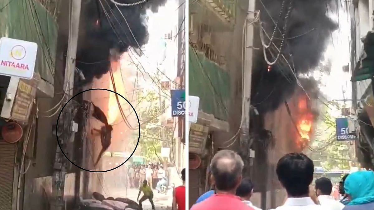 Malviya Nagar Fire: Disturbing Video Shows Woman, Child Jump To Death From Burning Lemon Green Restaurant; 10 Killed So Far