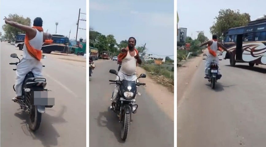 Man Performs Risky Stunts In MP's Chhatarpur; Rides Hands-Free On Busy Road In VIDEO