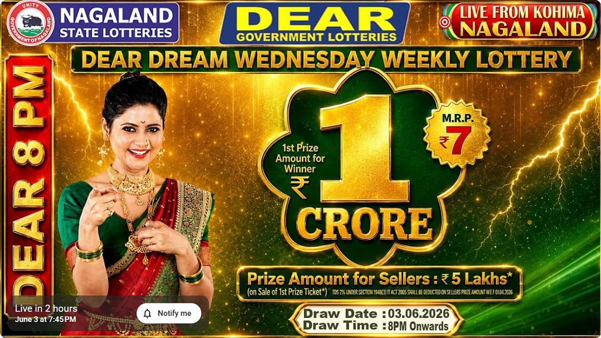 Nagaland State Lottery Result: June 3, 2026, 8 PM Live - Watch Streaming Of Winners List Of Dear Dream Sambad Night Wednesday Weekly Draw