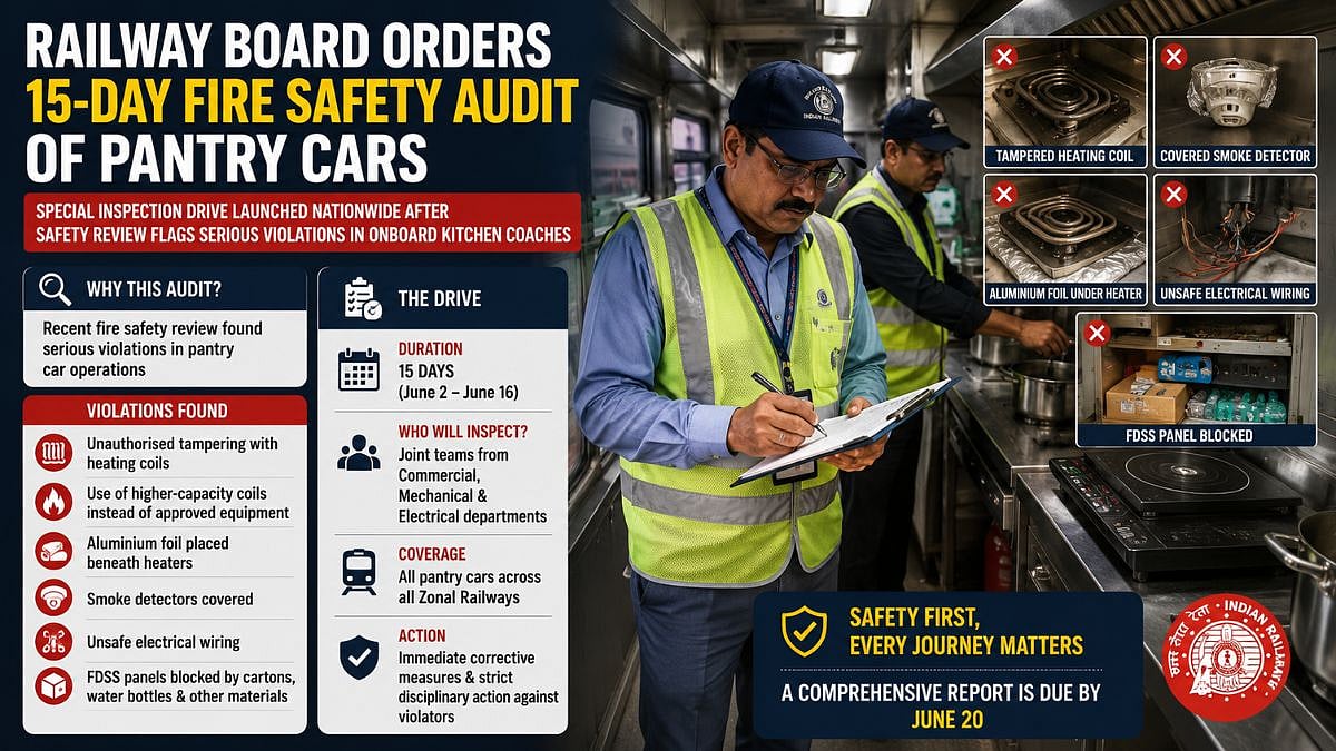 Railway Board Orders 15-Day Nationwide Fire Safety Audit Of Pantry Cars After Serious Violations Surface