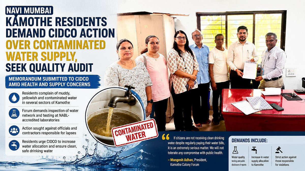 Navi Mumbai: Kamothe Residents Demand CIDCO Action Over Contaminated Water Supply, Seek Quality Audit