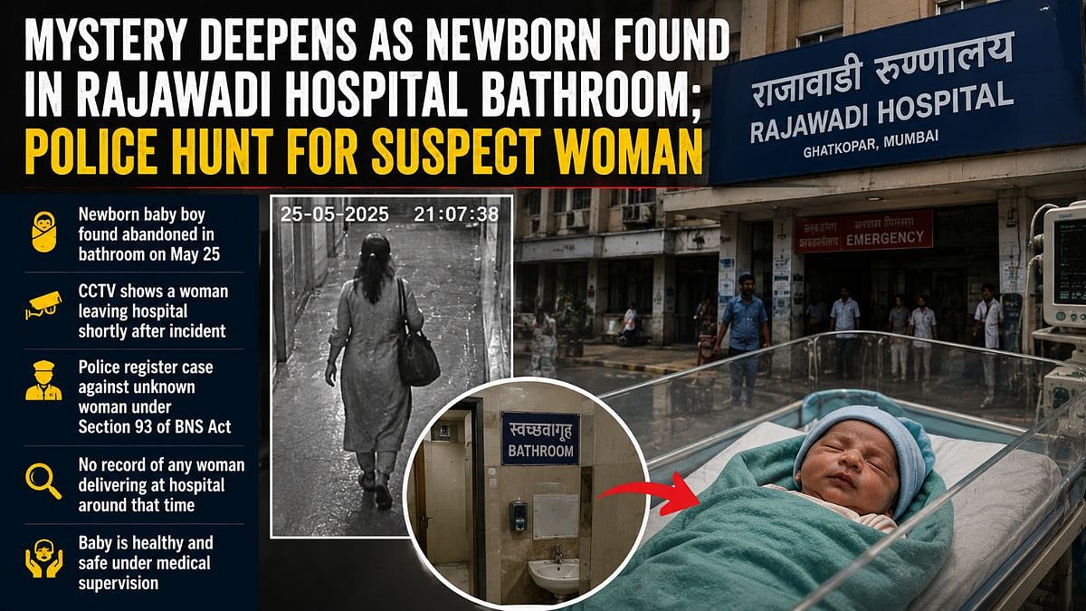 Mumbai: Mystery Deepens As Newborn Found Abandoned In Ghatkopar's Rajawadi Hospital Bathroom; Police Hunt For Woman On CCTV