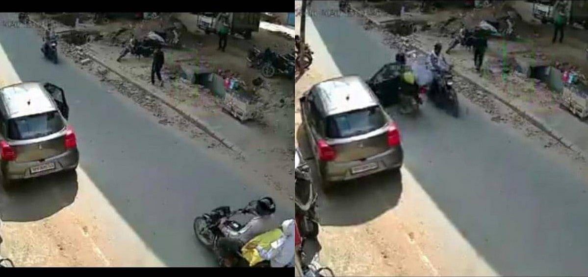 Speeding Motorcycle Crashes Into Suddenly Opened Car Door In Firozabad, One Dead - CCTV Footage Of Incident Goes Viral