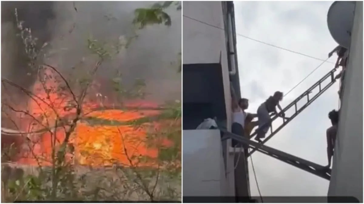 Massive Fire At Indore's EV Showroom; Residents Rescued Over Dozen Trapped Residents-- VIDEO