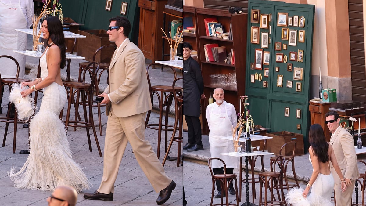 Dua Lipa & Callum Turner's Italian Wedding Has Romantic Bookshelf Dedicated To How They Met