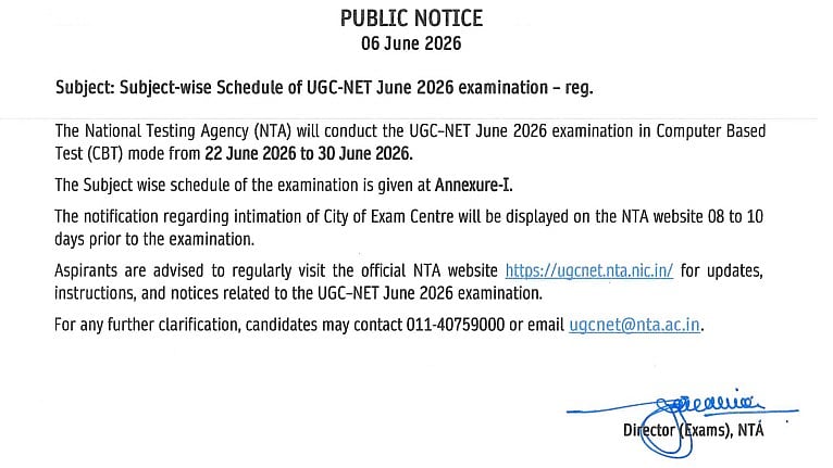 UGC-NET June 2026 Subject-Wise Exam Schedule Released At ugcnet.nta.nic.in; Exams From June 22 To 30