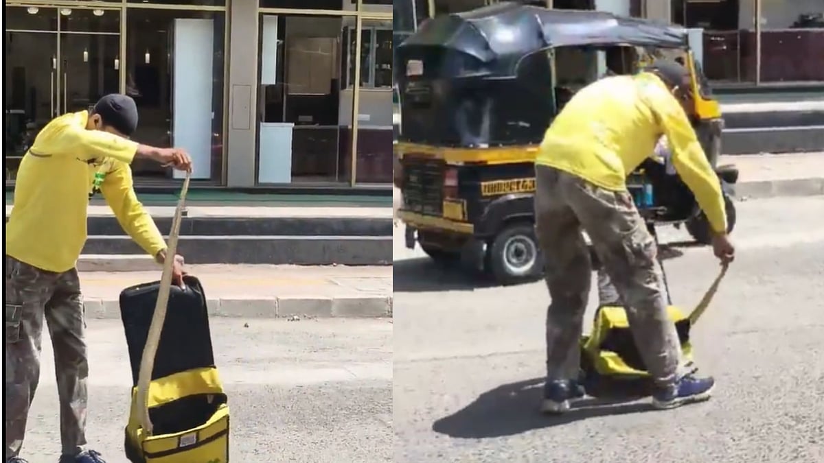 'Someone Might Have Ordered Snack...': Viral Video Shows Blinkit Delivery Boy Putting Snake Inside His Bag On Busy Mumbai Road