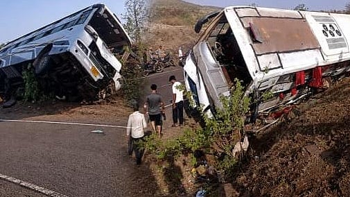Beed: 30 Passengers Escape Unhurt After Bus Overturns In Kanifnath Ghat