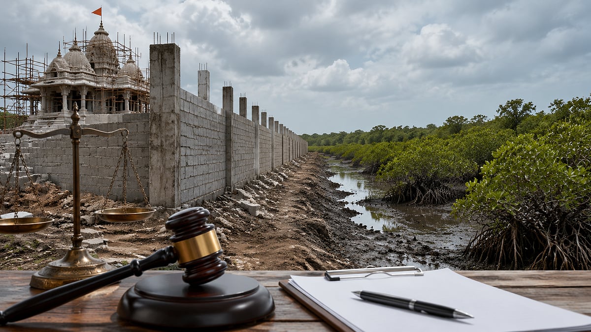 Legal Notice Against Compound Wall Construction In Mangrove Buffer Zone Of Ulwe's Balaji Temple Project