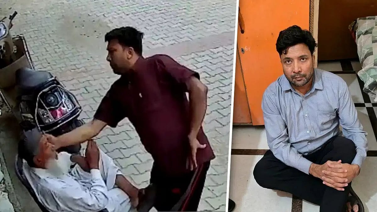 UP Shocker: Video Shows Man Repeatedly Slapping, Punching Elderly Father On Saharanpur Street; Arrested After CCTV Clip Goes Viral