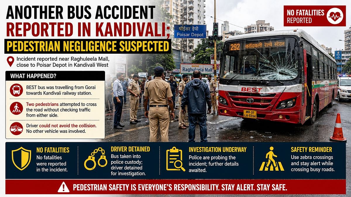 Mumbai: Another BEST Bus Accident Reported In Kandivali Hours After Dadar Tragedy; Pedestrian Negligence Suspected