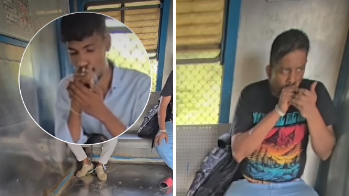 Mumbai: 2 Men Spotted Smoking Chilam Inside Mumbai Local Train; Viral Video Sparks Concerns