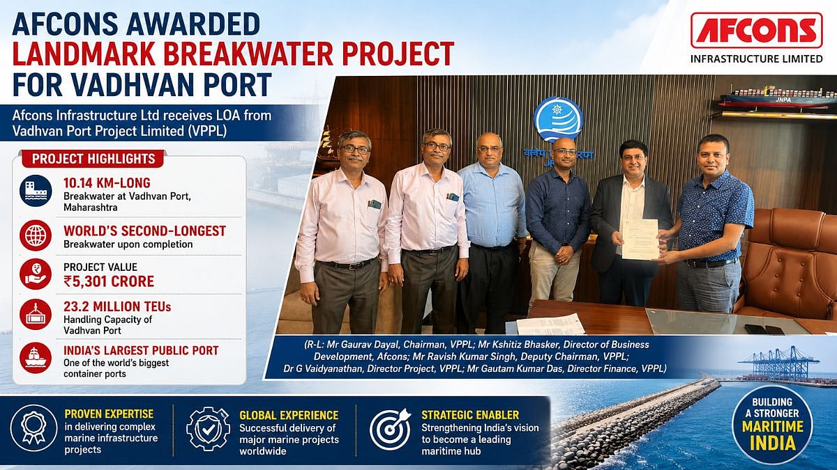 Vadhvan Port Project: Afcons Wins ₹5,301 Crore Contract To Build World’s Second-Longest Breakwater