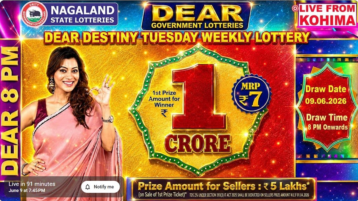 Nagaland State Lottery Result: June 9, 2026, 8 PM Live - Watch Streaming Of Winners List Of Dear Destiny Sambad Night Tuesday Weekly Draw