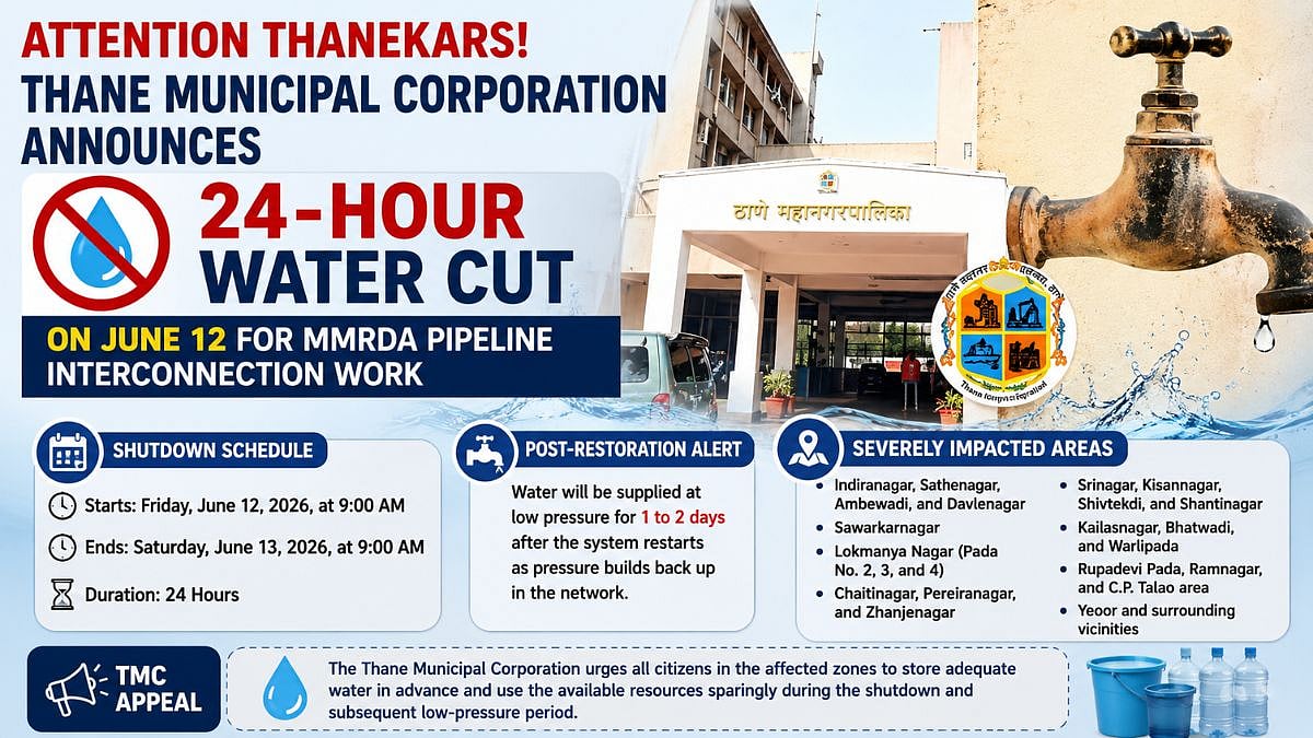 Attention Thanekars! Thane Municipal Corporation Announces 24-Hour Water Cut On June 12 For MMRDA Pipeline Interconnection Work; Check Affected Areas