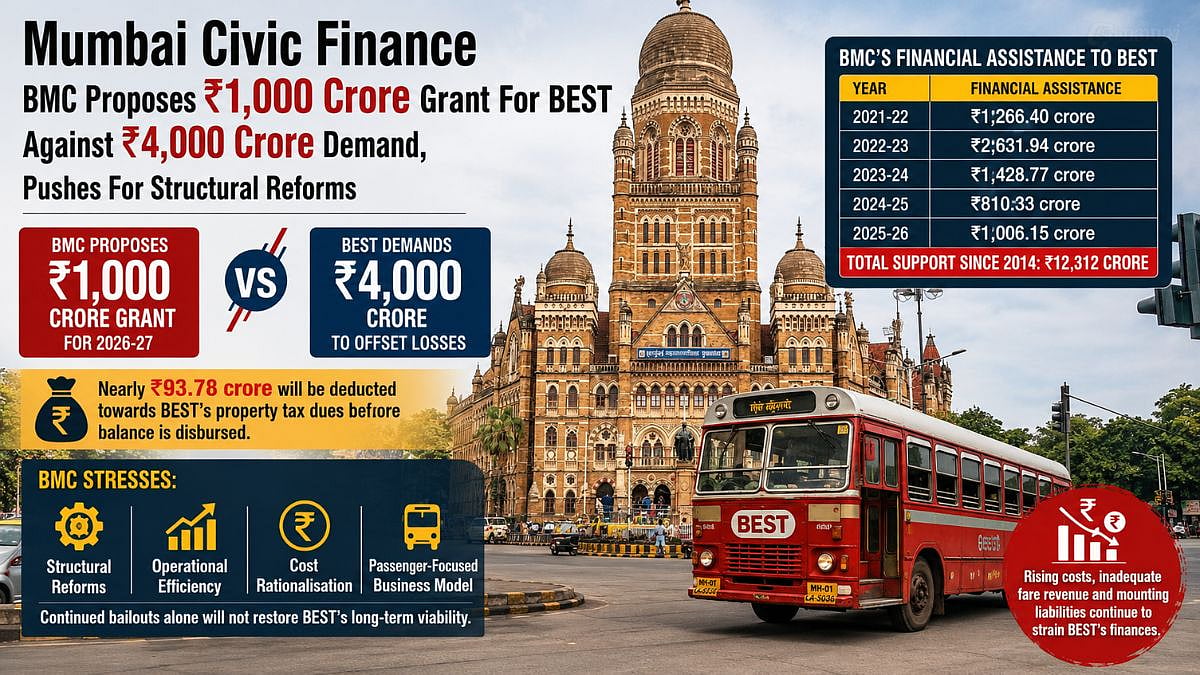 Mumbai: BMC Proposes ₹1,000 Crore Grant For BEST Against ₹4,000 Crore Demand, Pushes For Structural Reforms