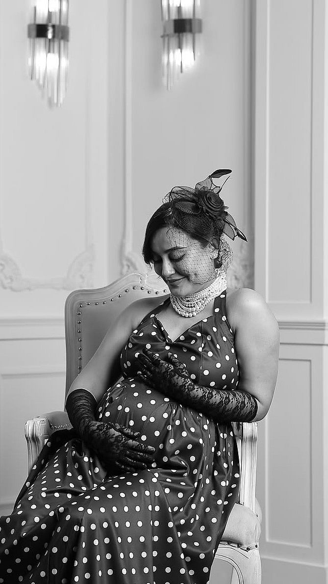 Surbhi Jyoti Flaunts Baby Bump In Polka-Dotted Dress, Layers Of Pearls In Retro-Inspired Maternity Photoshoot