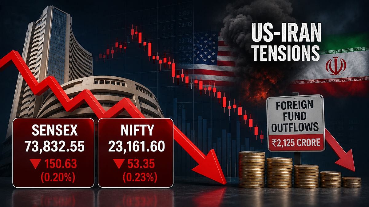 Stock Markets End Lower As US-Iran Tensions, ₹2,125 Crore FII Outflows Weigh On Investor Sentiment