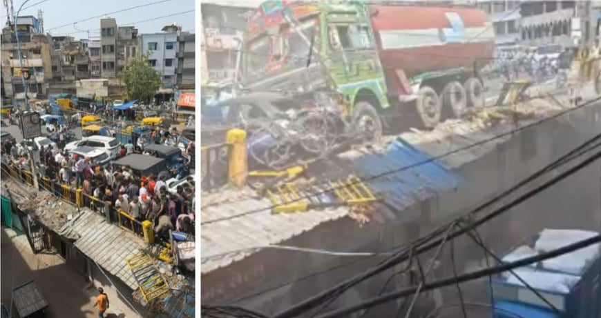 4 Injured After Municipal Water Tanker Hits Multiple Vehicles On Indore's Patel Bridge-- VIDEO