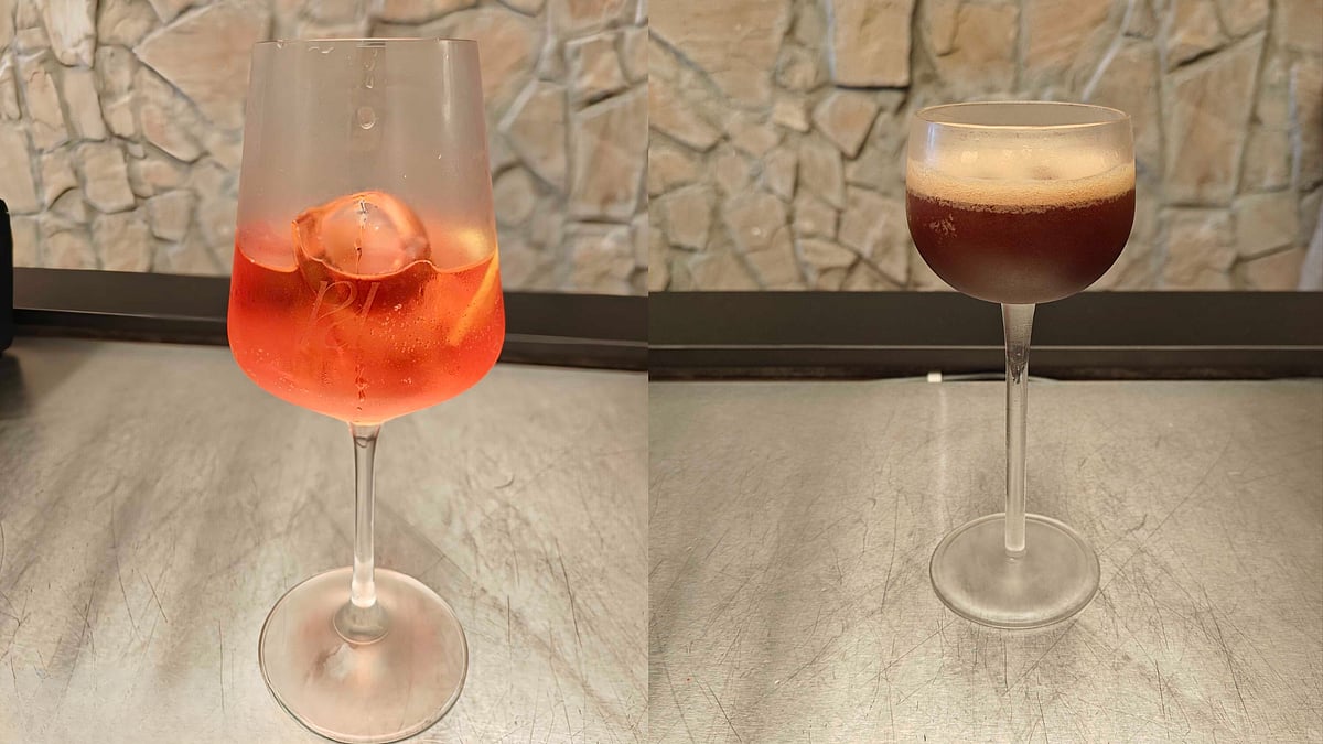 Cocktails on tap at Papi: (left) Aperol Spritz and (right) Espresso Martini