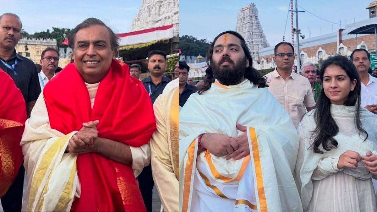 Mukesh, Anant Ambani & Radhika Merchant Visit Sri Venkateswara Swamy Temple, Offer Abhishekam Seva Of Lord Venkateswara In Tirumala