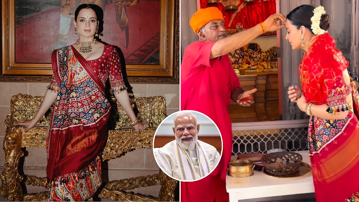 Kangana Ranaut Offers Prayers At Jodhpur Temples For Narendra Modi After He Becomes Longest Serving Prime Minister; Dons Gujarati Patan Patola Saree