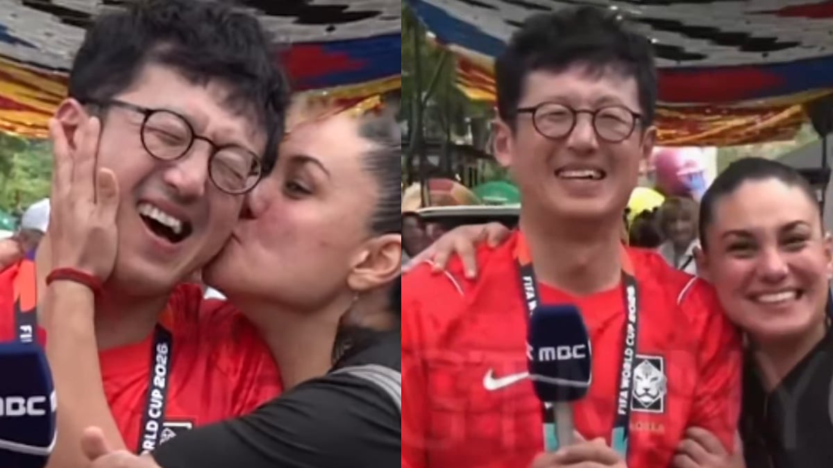 Viral Moment! Woman Kisses South Korean Reporter Live On Air During FIFA World Cup 2026 Coverage | Video