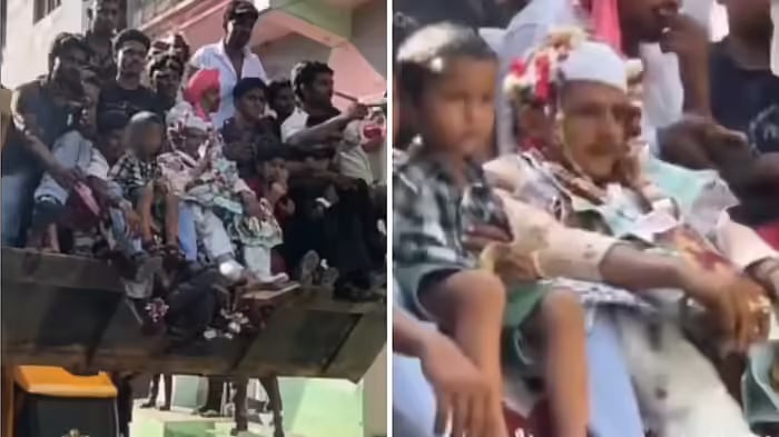 'Bulldozer Baraat': UP Groom Enters Wedding Sitting On Dozer & Smoking Cigarettes; Lands In Trouble With Police After Video Goes Viral - WATCH 