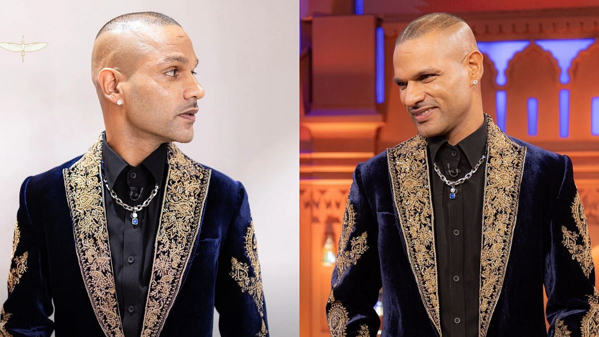 Shikhar Dhawan Takes Over Cricket Darbar In ₹89,900 Regal Jacket With Sapphire Pendant