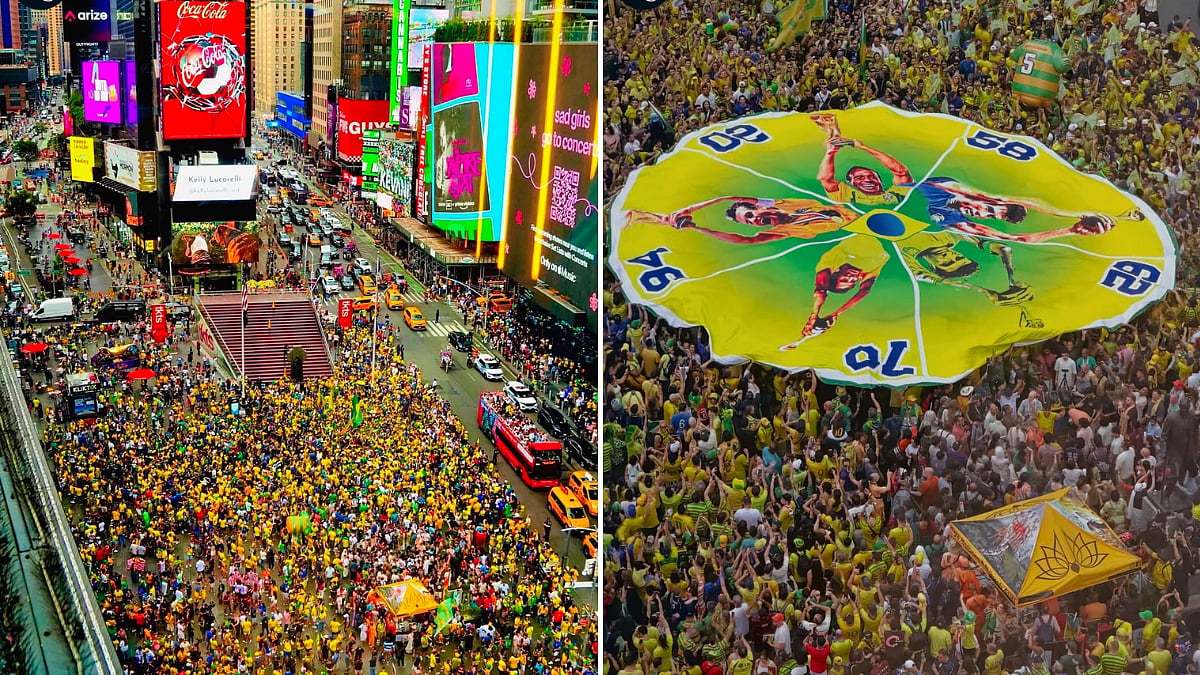 FIFA World Cup 2026: Brazilian Fans Flood Times Square Ahead of Morocco Showdown | VIDEO
