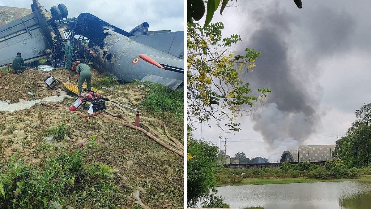IAF AN-32 Aircraft Crashes During Landing At Rowriah Airport In Assam's Jorhat, Pilot Feared Dead; VIDEO