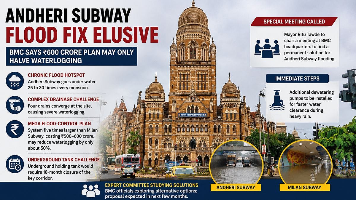 Mumbai: BMC Says ₹600 Crore Flood-Control Plan May Only Halve Waterlogging At Andheri Subway; Permanent Fix Elusive