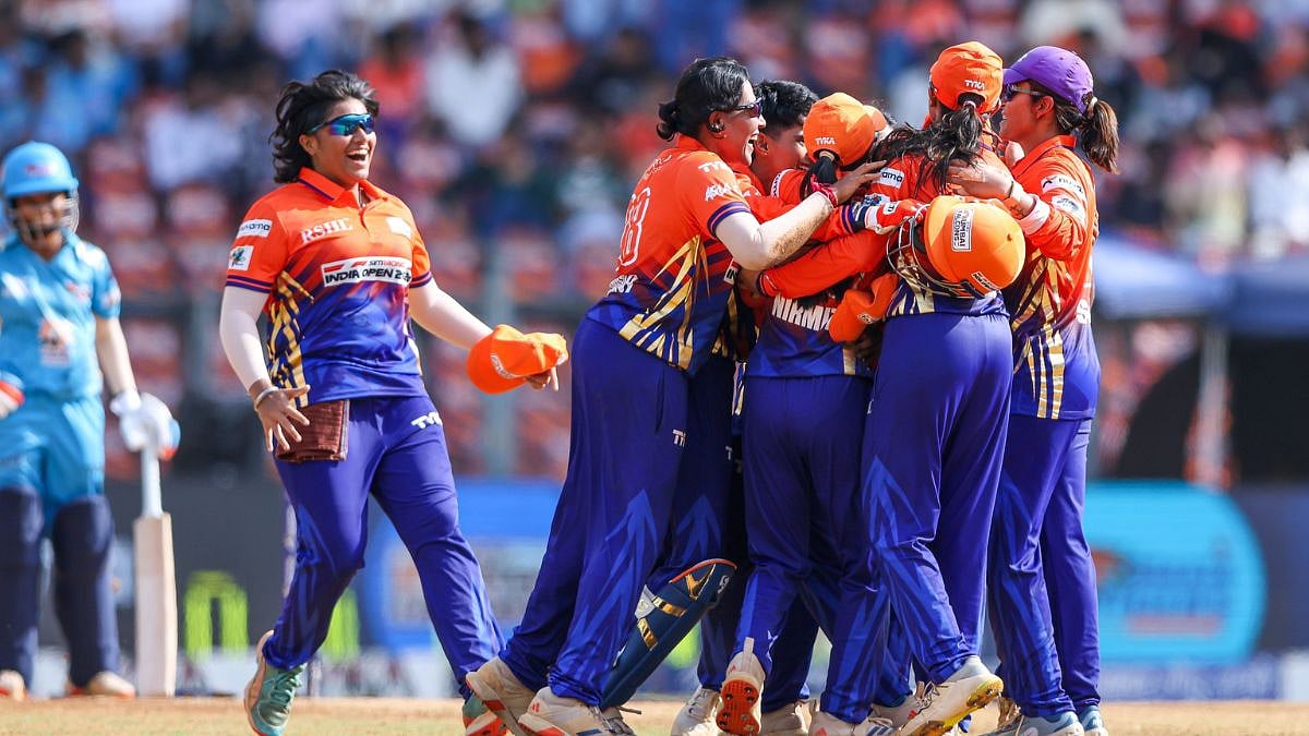 SOBO Mumbai Falcons players celebrate after winning the title of the inaugural Nuvama Private T20 Mumbai Women's League
