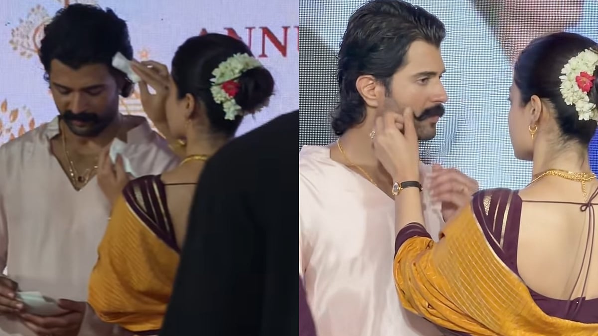 Video: Rashmika Mandanna Wipes Sweat Off Vijay Deverakonda's Forehead & Fixes His Moustache At Telangana Event, Fans React