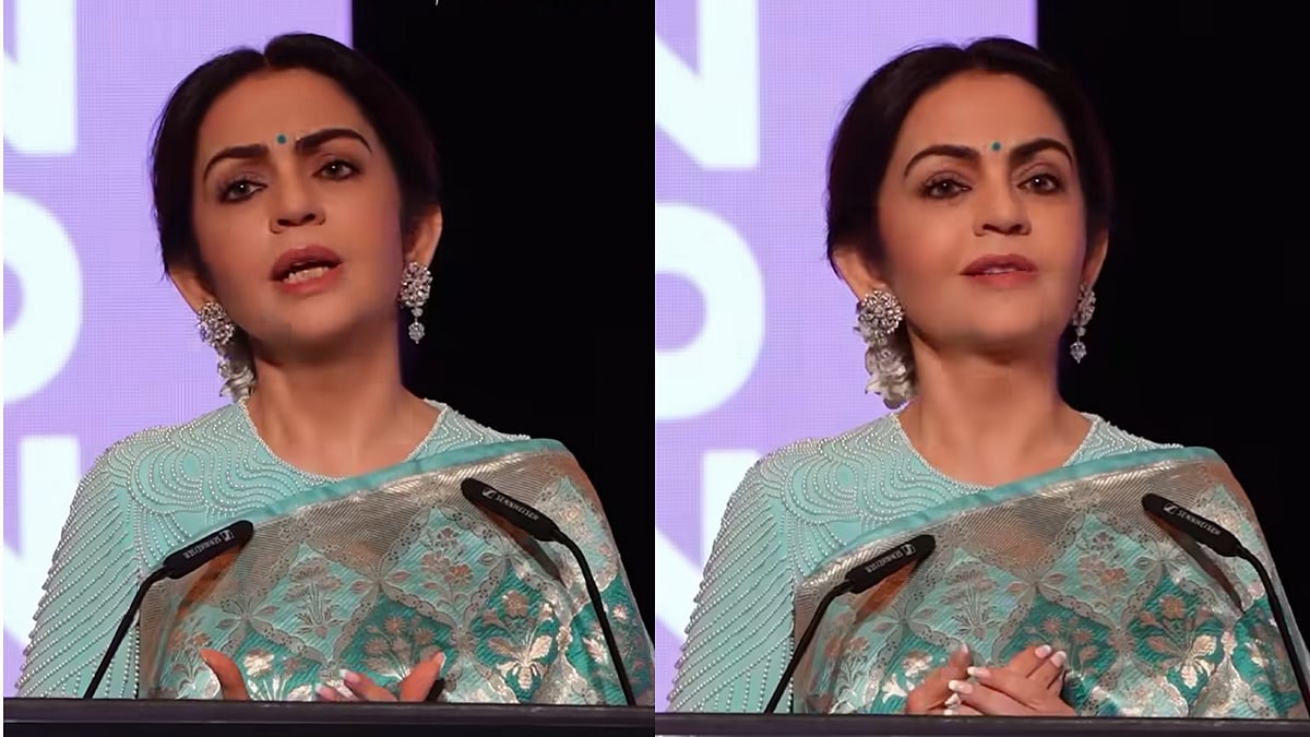 Nita Ambani Drapes Handwoven Banarasi Katan Silk Saree, Pairs With Dangling Diamonds