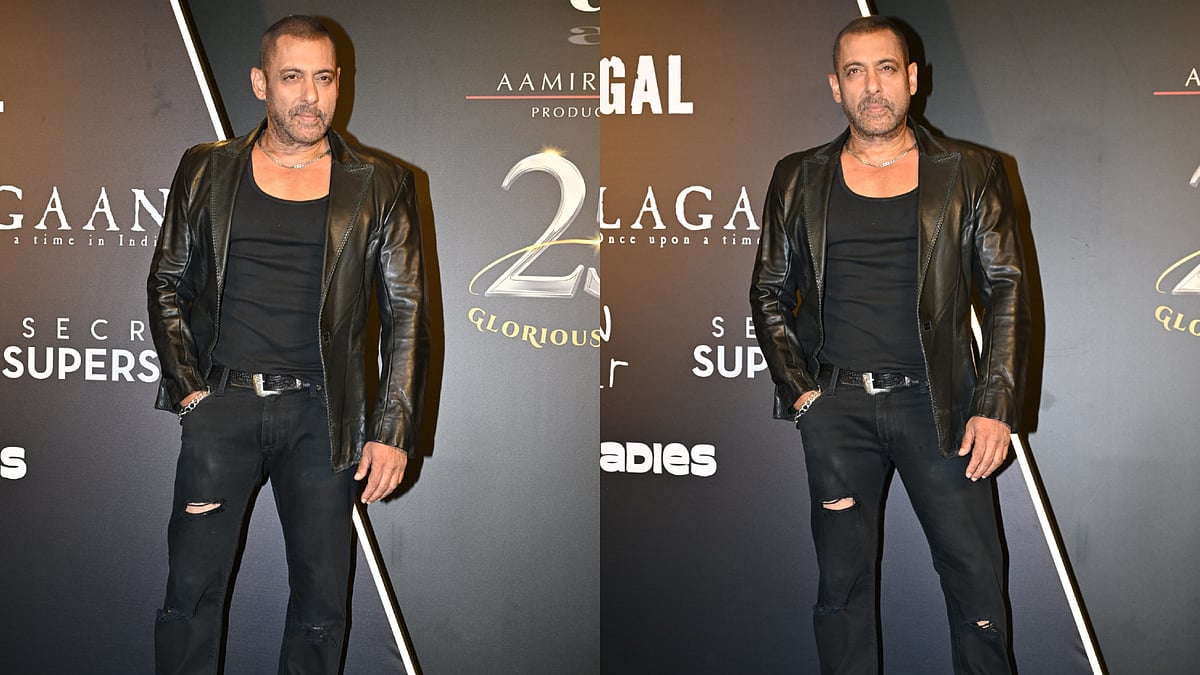 Salman Khan Channels Rugged Gangster Vibes In Leather Jacket & Buzz Cut Hair At Aamir Khan's Mumbai Bash