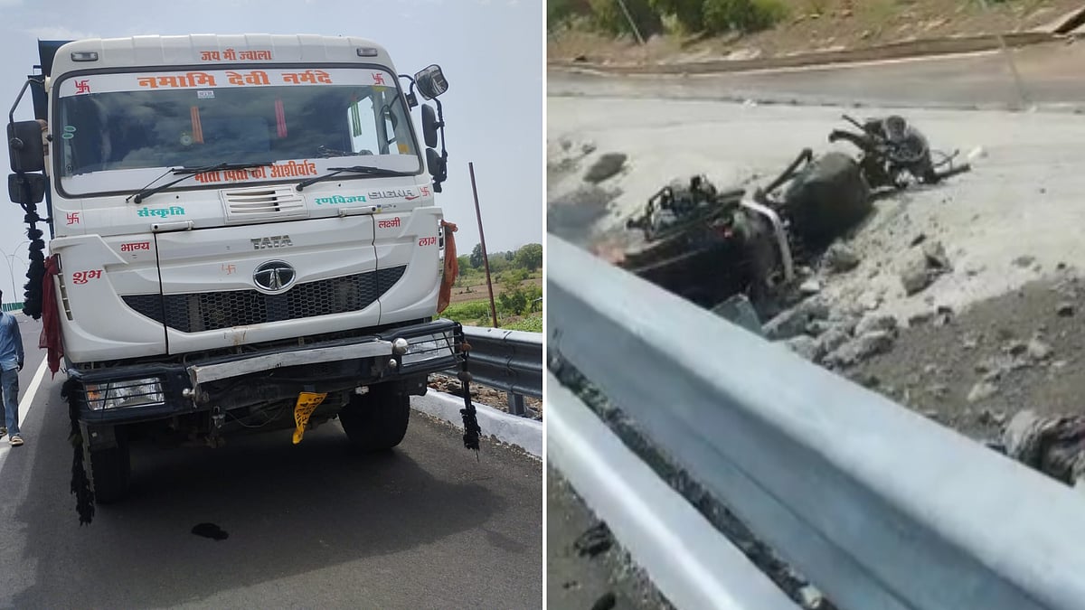 Speeding Truck Runs Over 3 Bike Riders On Bargi National Highway In Jabalpur; 2 Dead, Woman Critical -- VIDEO