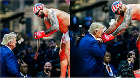 Trump interacts with UFC Freedom 250 fighter Josh Hokit after chain gesture amid backlash