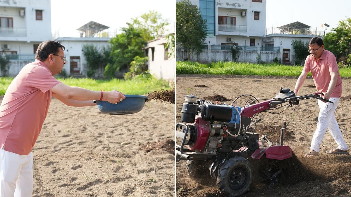 Uttarakhand: CM Pushkar Singh Dhami Promotes Organic Farming, Operates Tiller And Uses Natural Manure | VIDEO