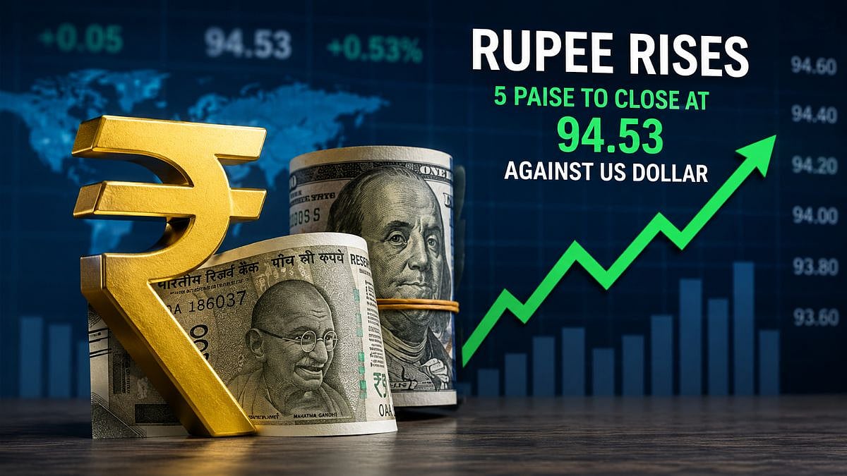Rupee Rises 5 Paise To Close At 94.53 Against US Dollar On Lower Crude Prices