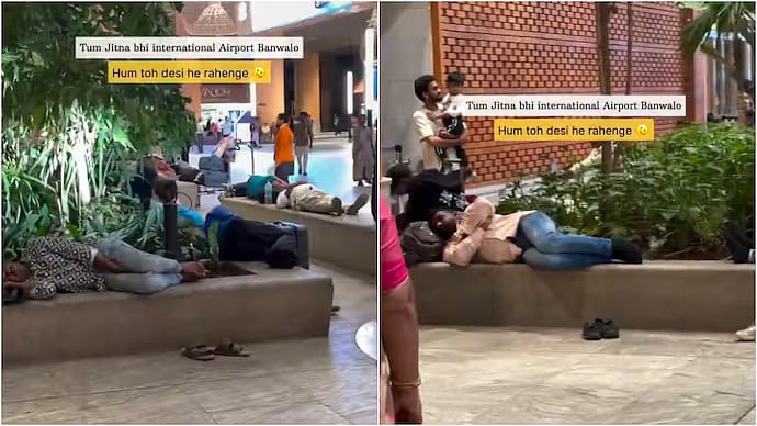 Passengers Seen Sleeping On Benches At Bengaluru's Kempegowda International Airport; Viral Video Triggers Debate Over Passenger Etiquette - WATCH 