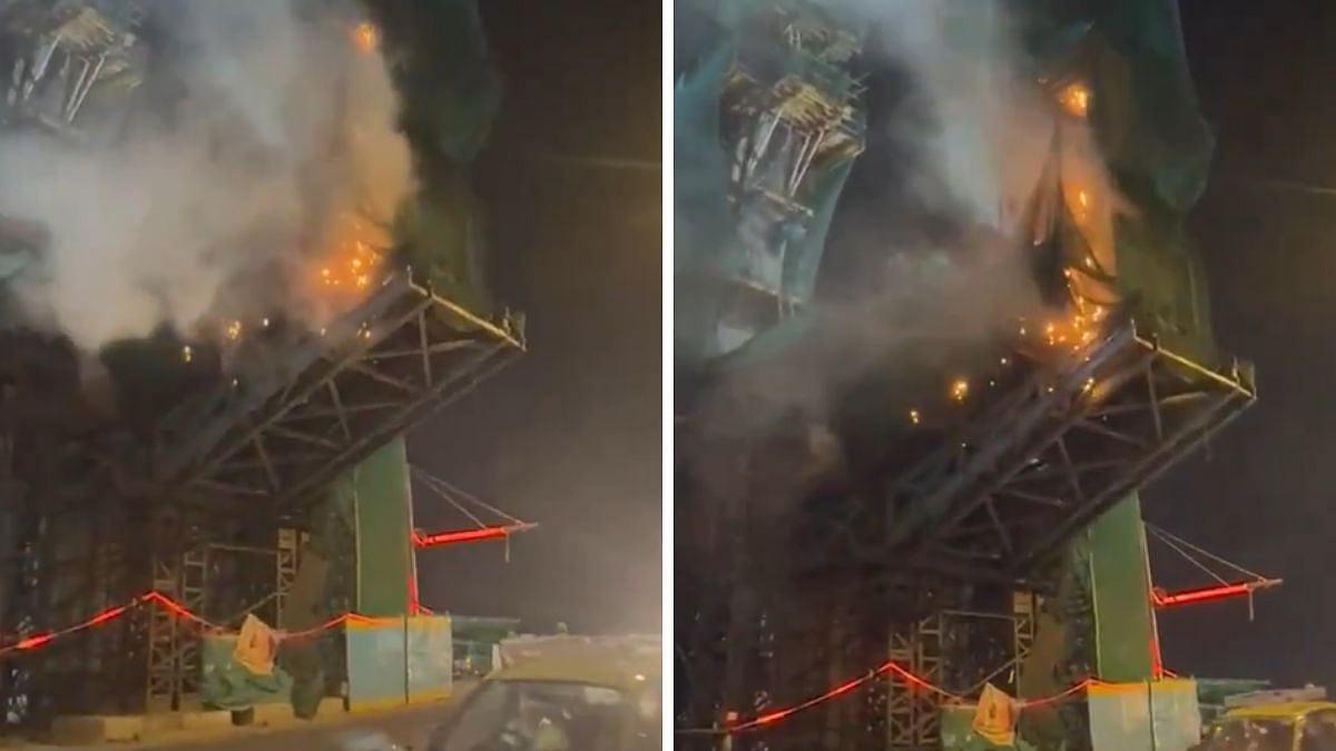Mumbai: MMRDA Issues Statement On Viral Video Of Fire At Under-Construction Metro 2B Site In Bandra, Burning Debris Falls Near Moving Traffic