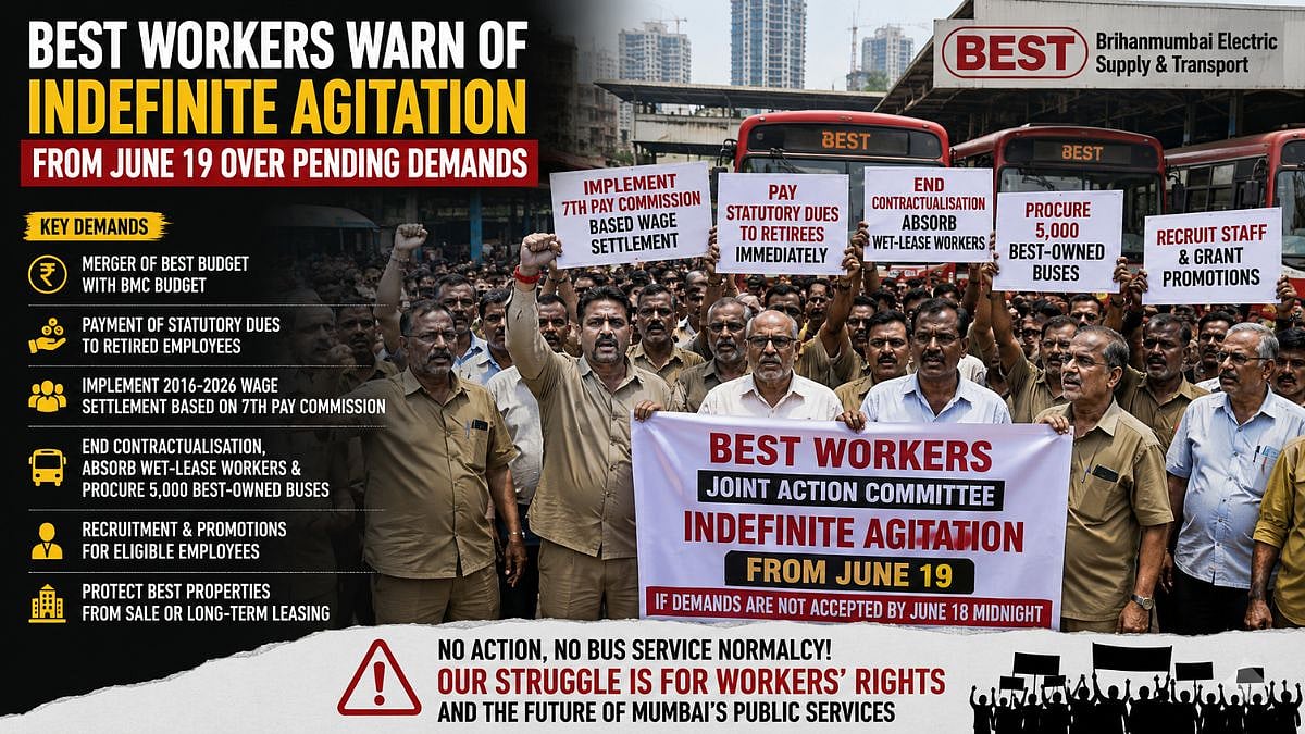 Mumbai: BEST Workers Warn Of Indefinite Agitation From June 19 Over Pending Employee Demands