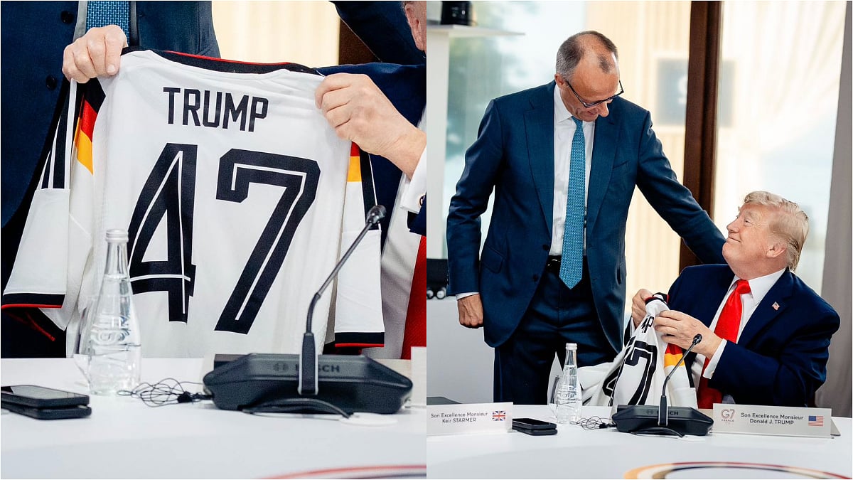 German Chancellor Friedrich Merz Gifts US President Donald Trump '47' Jersey On His 80th Birthday At G7 Summit Amid FIFA World Cup 2026 | VIDEO